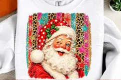 Retro Glitter Santa Christmas Leopard Print Holiday PNG Product Image 2