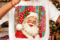Retro Glitter Santa Christmas Leopard Print Holiday PNG Product Image 3