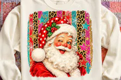 Retro Glitter Santa Christmas Leopard Print Holiday PNG Product Image 4