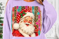 Retro Glitter Santa Christmas Leopard Print Holiday PNG Product Image 5