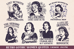 Gothic Woman Quotes SVG PNG Bundle | Retro Feminine Art Product Image 1