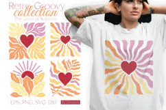 4x Retro Groovy Love and Leaves Summer Vibes Designs SVGs Product Image 1