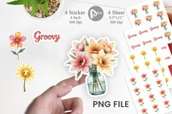 Retro Groovy Florals Sticker Product Image 1