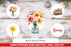 Retro Groovy Florals Wind Spinner Product Image 1