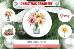 Retro Groovy Florals Ornament Product Image 1