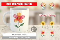 Retro Groovy Florals Mug Wrap Product Image 1