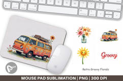 Retro Groovy Florals Mouse Pad Product Image 1