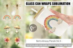 Retro Groovy Florals Glass Can Product Image 1