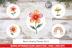 Retro Groovy Florals Wind Spinner Product Image 1