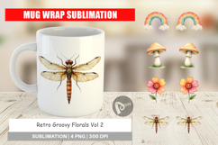 Retro Groovy Florals Mug Wrap Product Image 1