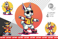 Retro Funny Llama Clipart Product Image 1