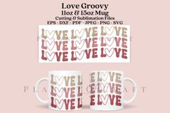 retro groovy love coffee glass wrap svg glass mug svg presized for 11oz and 15oz glass ready to cut and sublimation files