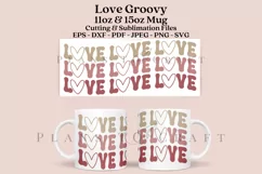 retro groovy love coffee glass wrap svg glass mug svg presized for 11oz and 15oz glass ready to cut and sublimation files