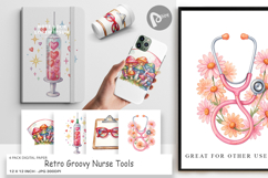 Retro Groovy Nurse Tools Digital Paper Product Image 1