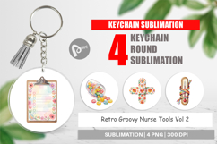Retro Groovy Nurse Tools Keychain Product Image 1