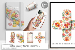 Retro Groovy Nurse Tools Digital Paper Product Image 1