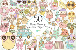 Retro Groovy Summer Clipart SVG Product Image 1