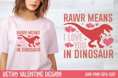Rawr means i love you in dinosaur SVG, Retro Valentine SVG Product Image 1