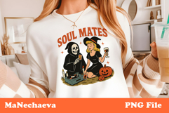 Soul Mates Halloween PNG | Retro Grim Reaper Witch Art Product Image 1