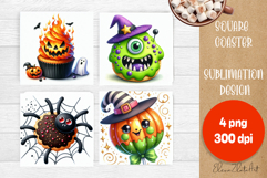Retro halloween Cupcake Coaster Design, Sublimation Designs Product Image 1