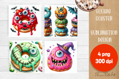 Retro halloween Cupcake Coaster Design, Sublimation Designs Product Image 1