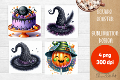 Retro halloween Cupcake Coaster Design, Sublimation Designs Product Image 1