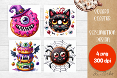 Retro halloween Cupcake Coaster Design, Sublimation Designs Product Image 1