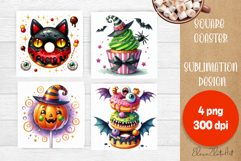 Retro halloween Cupcake Coaster Design, Sublimation Designs Product Image 1