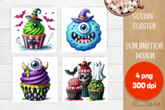 Retro halloween Cupcake Coaster Design, Sublimation Designs Product Image 1