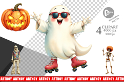 Clipart Watercolor Retro Halloween Disco Product Image 1