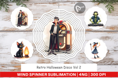 Wind Spinner Watercolor Retro Halloween Disco Product Image 1