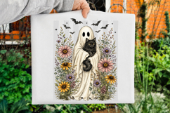Retro Halloween Ghost And Cat Png,Boo Halloween Png Product Image 2