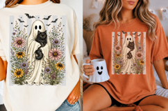 Retro Halloween Ghost And Cat Png,Boo Halloween Png Product Image 3