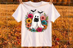 Retro Halloween Ghost And Cat Png,Spooky Ghost Png Product Image 2
