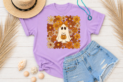 Retro Halloween Ghost PNG, Boho Fall Floral Sublimation Product Image 4