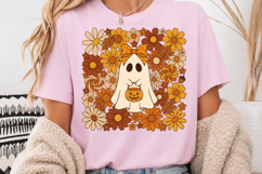 Retro Halloween Ghost PNG, Boho Fall Floral Sublimation Product Image 5