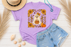 Retro Halloween Ghost PNG, Fall Floral Sublimation Product Image 4