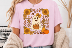 Retro Halloween Ghost PNG, Fall Floral Sublimation Product Image 5