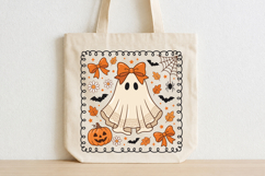 Retro Halloween Ghost PNG, Girly Bow &amp; Pumpkin PNG Product Image 4