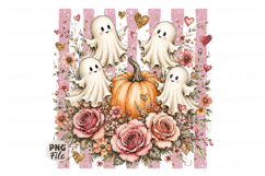 Retro Halloween Ghost Png,Girly Pumpkin Floral Fall Png Product Image 1