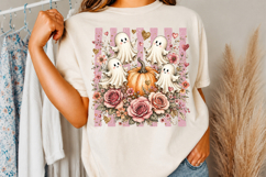 Retro Halloween Ghost Png,Girly Pumpkin Floral Fall Png Product Image 2