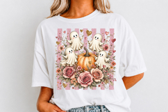 Retro Halloween Ghost Png,Girly Pumpkin Floral Fall Png Product Image 3
