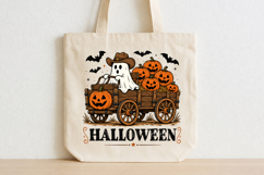 Retro Halloween Ghost Wagon PNG, Spooky Pumpkin Design Product Image 4