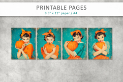 vintage women illustration, scrapbook halloween pages Product Image 2