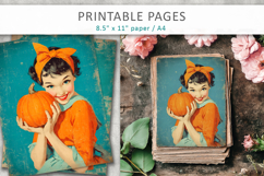 vintage women illustration, scrapbook halloween pages Product Image 3