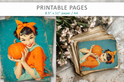 vintage women illustration, scrapbook halloween pages Product Image 5
