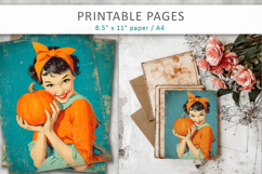 vintage women illustration, scrapbook halloween pages Product Image 6