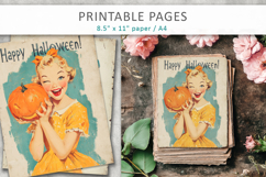 vintage girl illustration, 1950s halloween printable Product Image 3