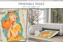 vintage girl illustration, 1950s halloween printable Product Image 4