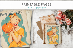 vintage girl illustration, 1950s halloween printable Product Image 5